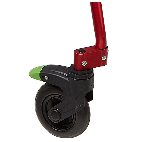 Foot-Activated swivel wheel lock with audible "click" for easier and greater control.